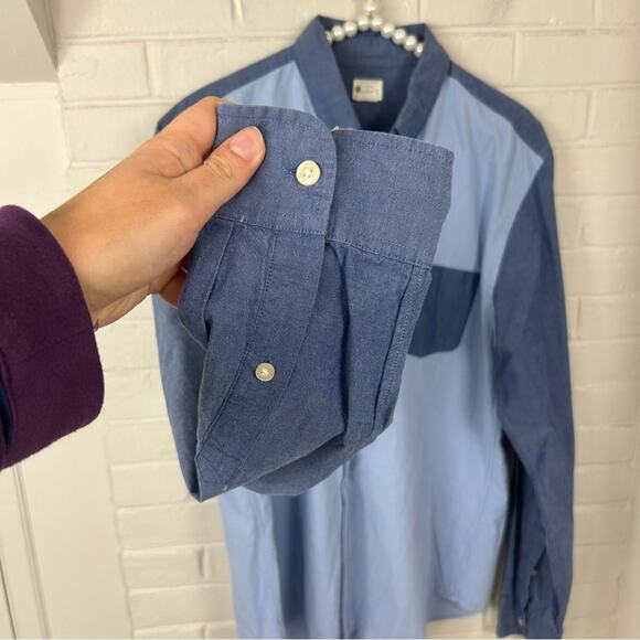J.Crew Men’s Two Toned Blue Sunwashed Oxford Button Down Shirt Size L - Picture 5 of 7